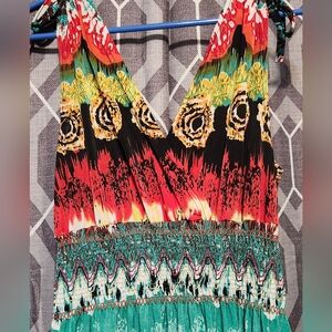 Vibrant Multicolor Halter Dress